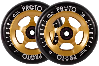 Proto Spoked Sliders Sparkcykel Hjul 2-Pack -  Färg: Black On Gold