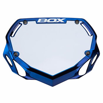 BOX PHASE 1 CHROME NUMBER PLATE SMALL BLUE