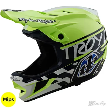 TLD D4 Polyacrylite MIPS Helmet Fifty-50 - Navy/Glo Yellow Size L