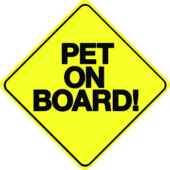 Varningsskylt: "Pet on board!"