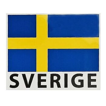 Dekal - Svensk flagga med text