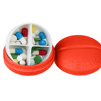 Pillerdosa, rund, 4 fack