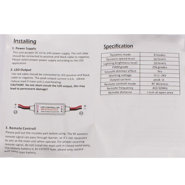 Fjärrkontroll, LED-belysning (12-24 V) - 3