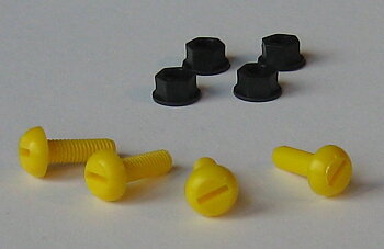 Plastskruv, gul, 4-pack