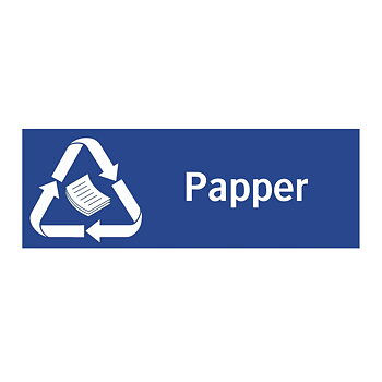Skylt - återvinning - papper