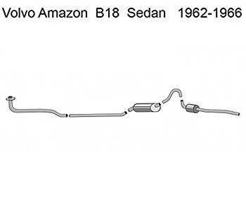 Avgassystem  Amazon B18 sedan 1962-66