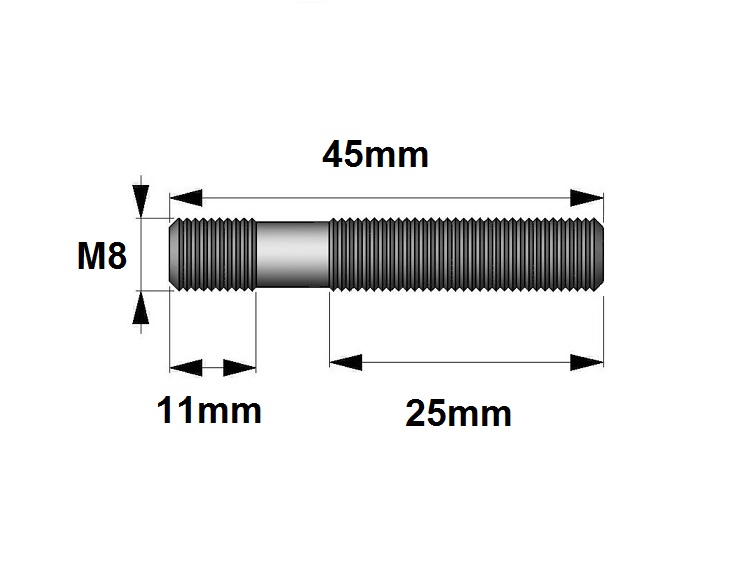 Pinnbult M8  insugningsrör  - 2
