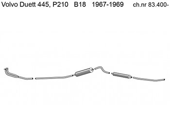 Exhaust system Standard Duett 445, P210 B18 1967-69 från ch nr 83400-