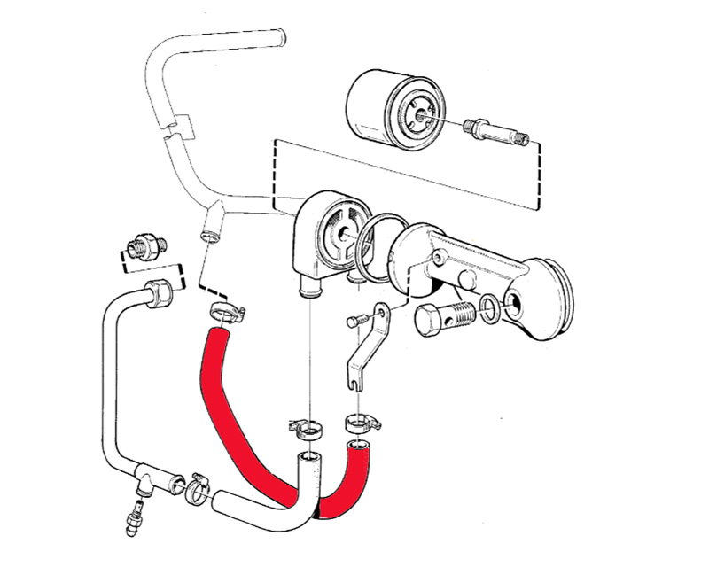 Oil cooler hose  740/940 Turbo  1992-  - 2