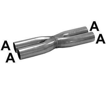 Grenrör Typ X A=63.5MM Rostfritt