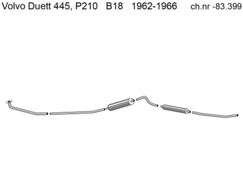 Avgassystem Duett 445, P210 B18 1962-69 Upp till ch nr -83399