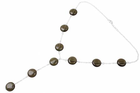 Halsband med pärlor av rökfärgad kvarts