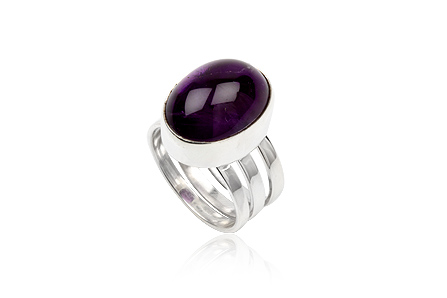 Silverring med oval ametist