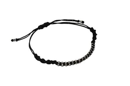 Armband  i vaxad bomull med silverpynt