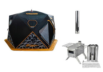 Paket Isfisketält Väinö Bunker Thermal Extreme XXL (Kamin Special) 911.04.05 + Kamin