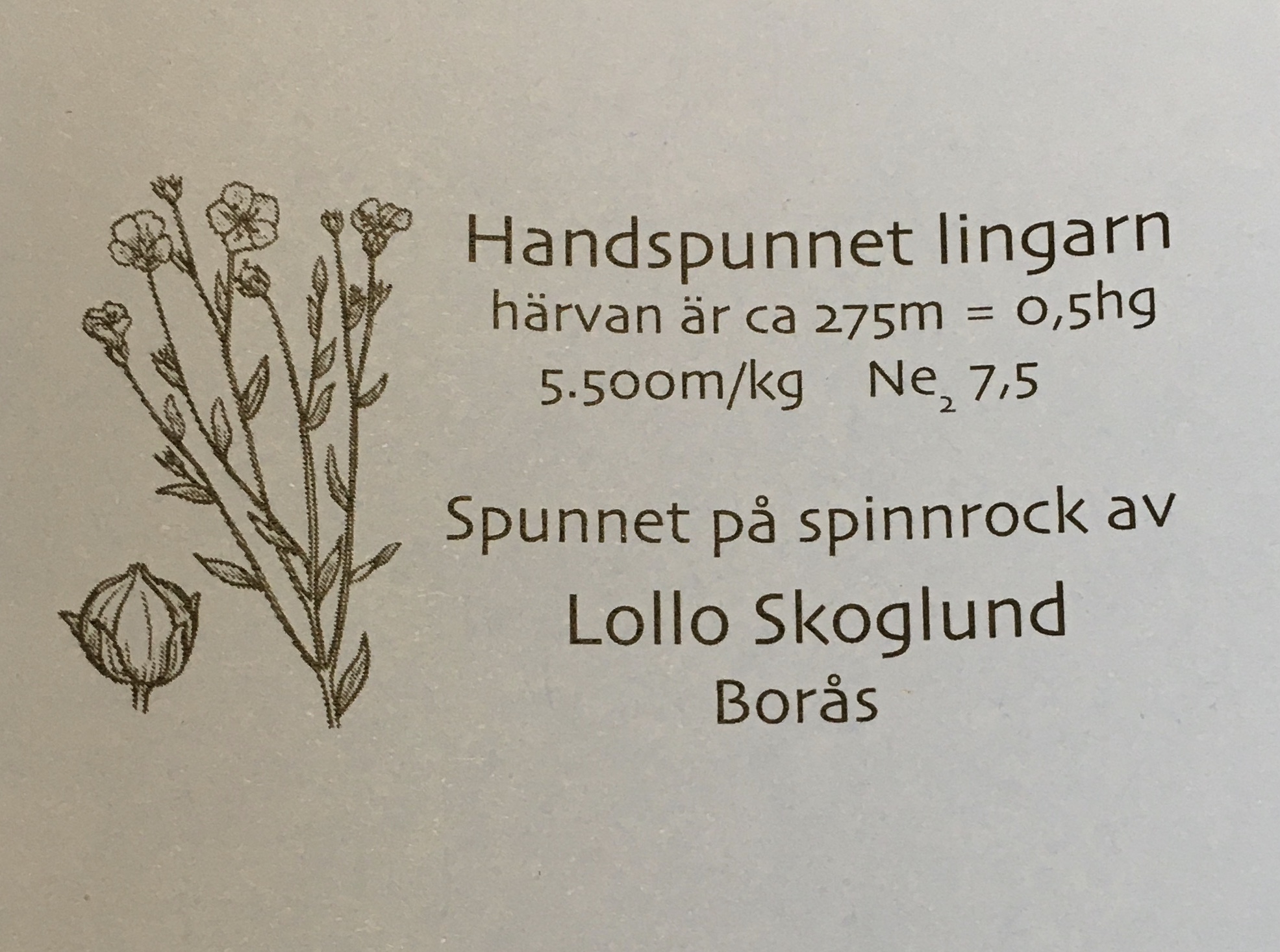 Handspunnet lingarn, 1-trådigt 1/2 hg - 2