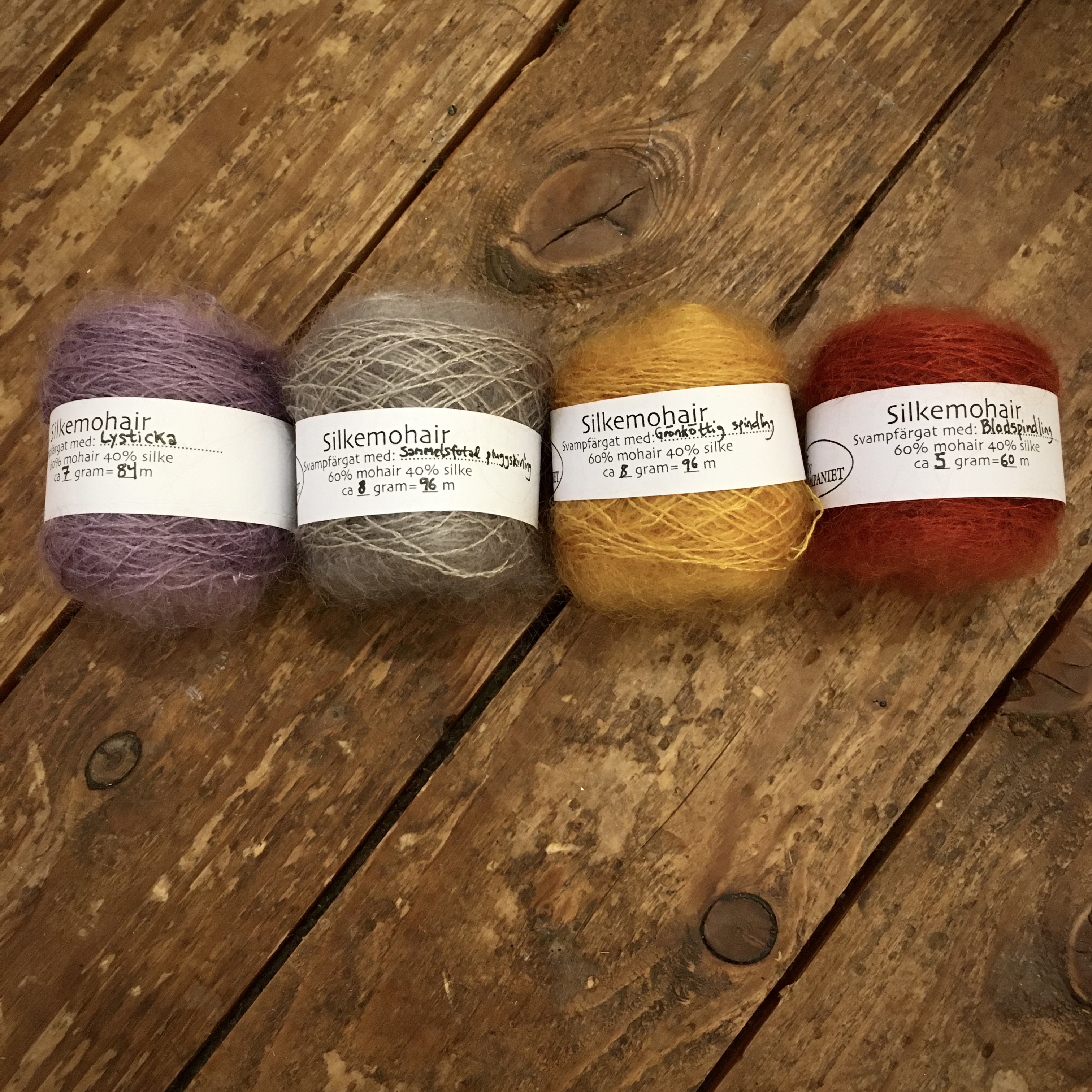 Silk mohair mushroom dyed