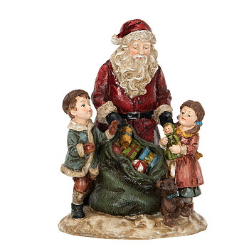 Tomte med säck och barn