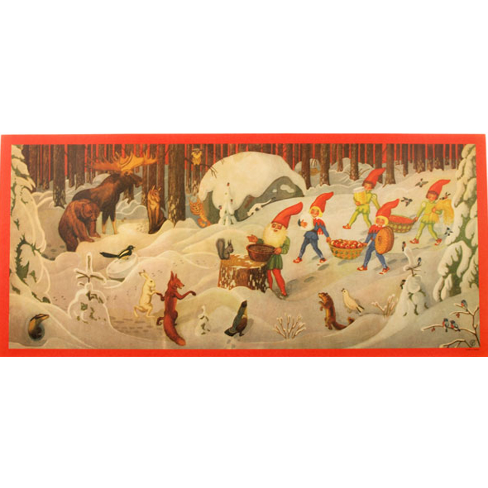 Pappersbonad tomte skog