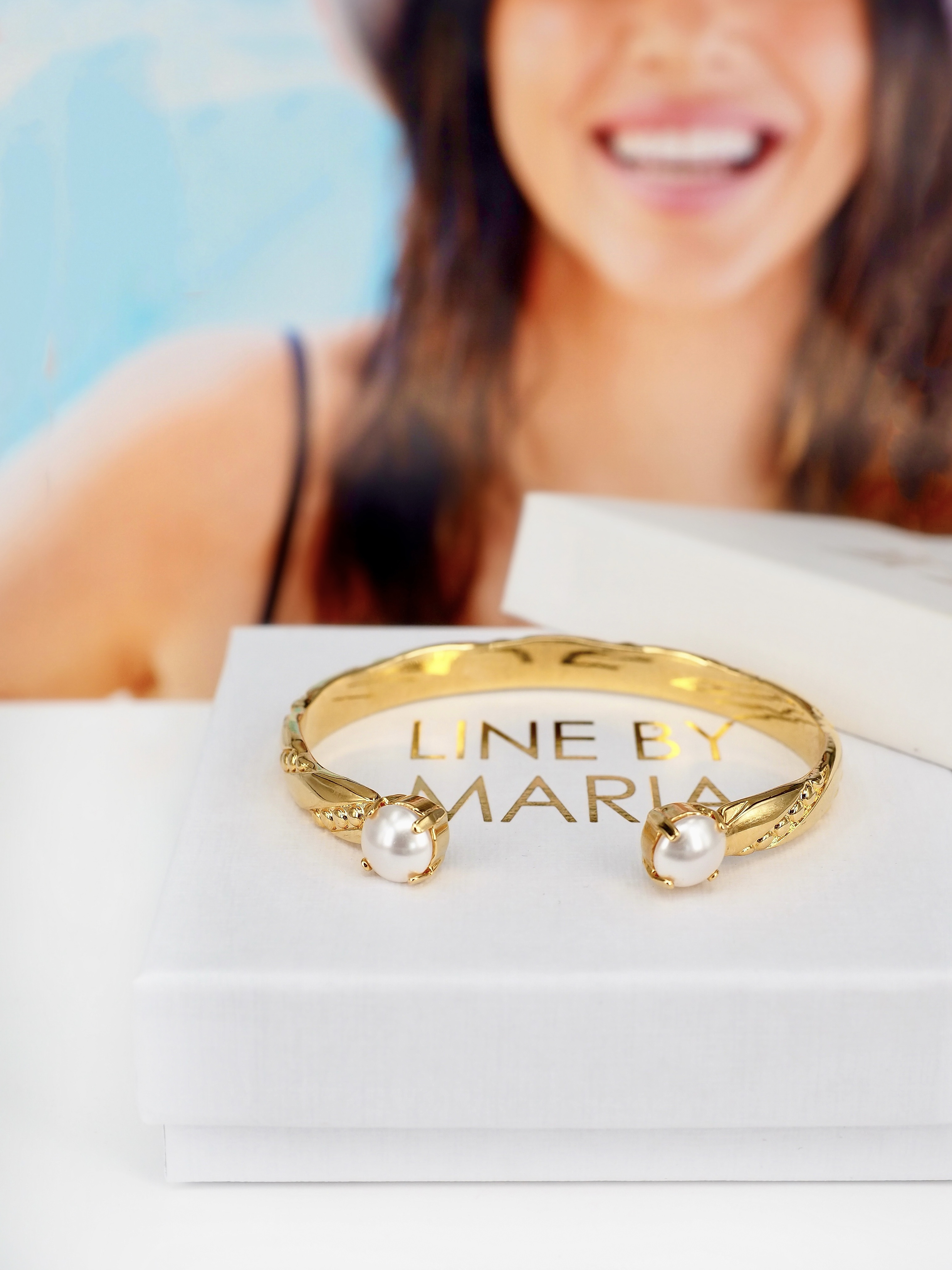 Bracelet  Amy White Pearl  Gold