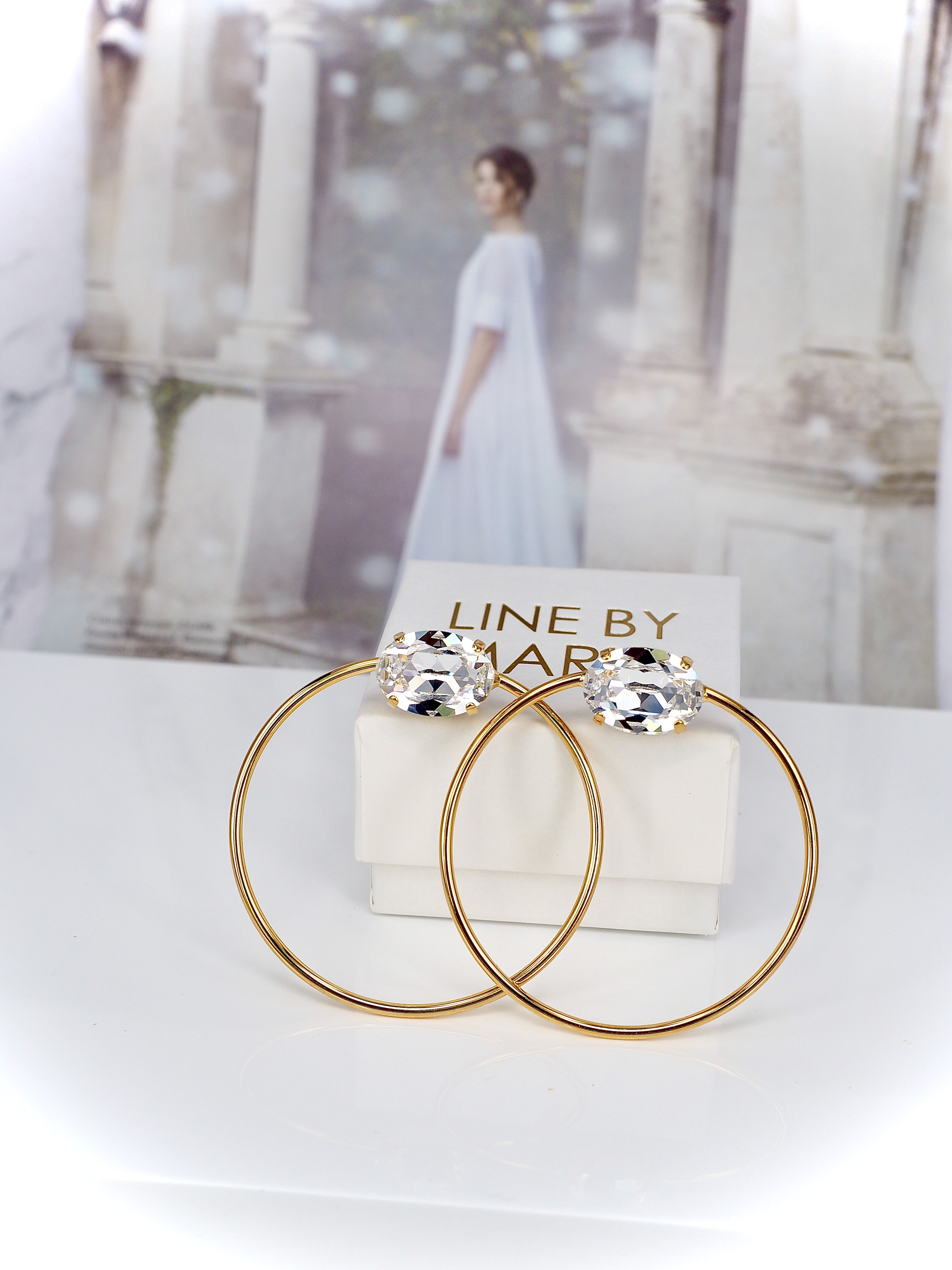 Earrings Michelle Big Hoop Clear Gold