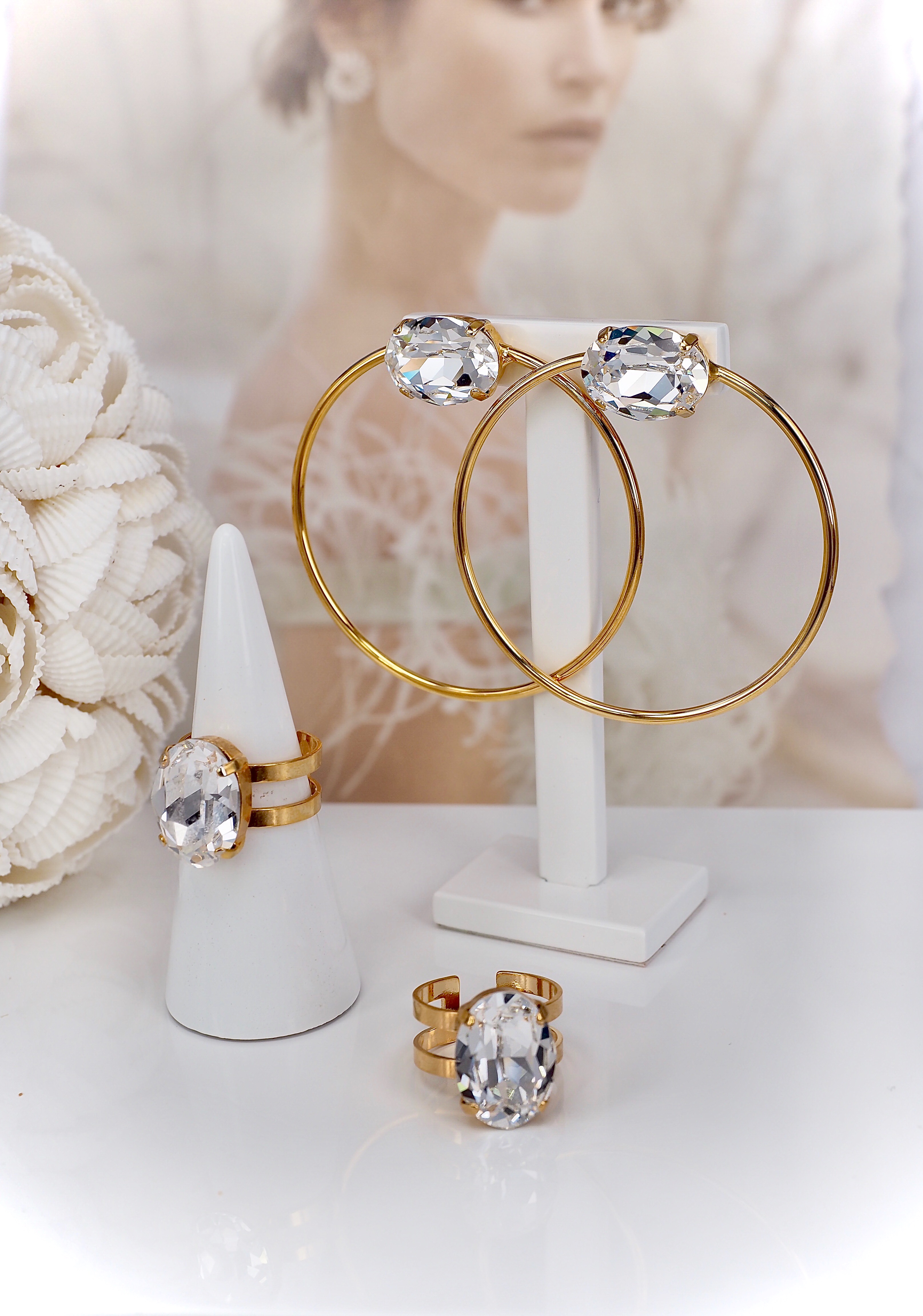 Örhänge Michelle Big Hoop Clear Gold - 3