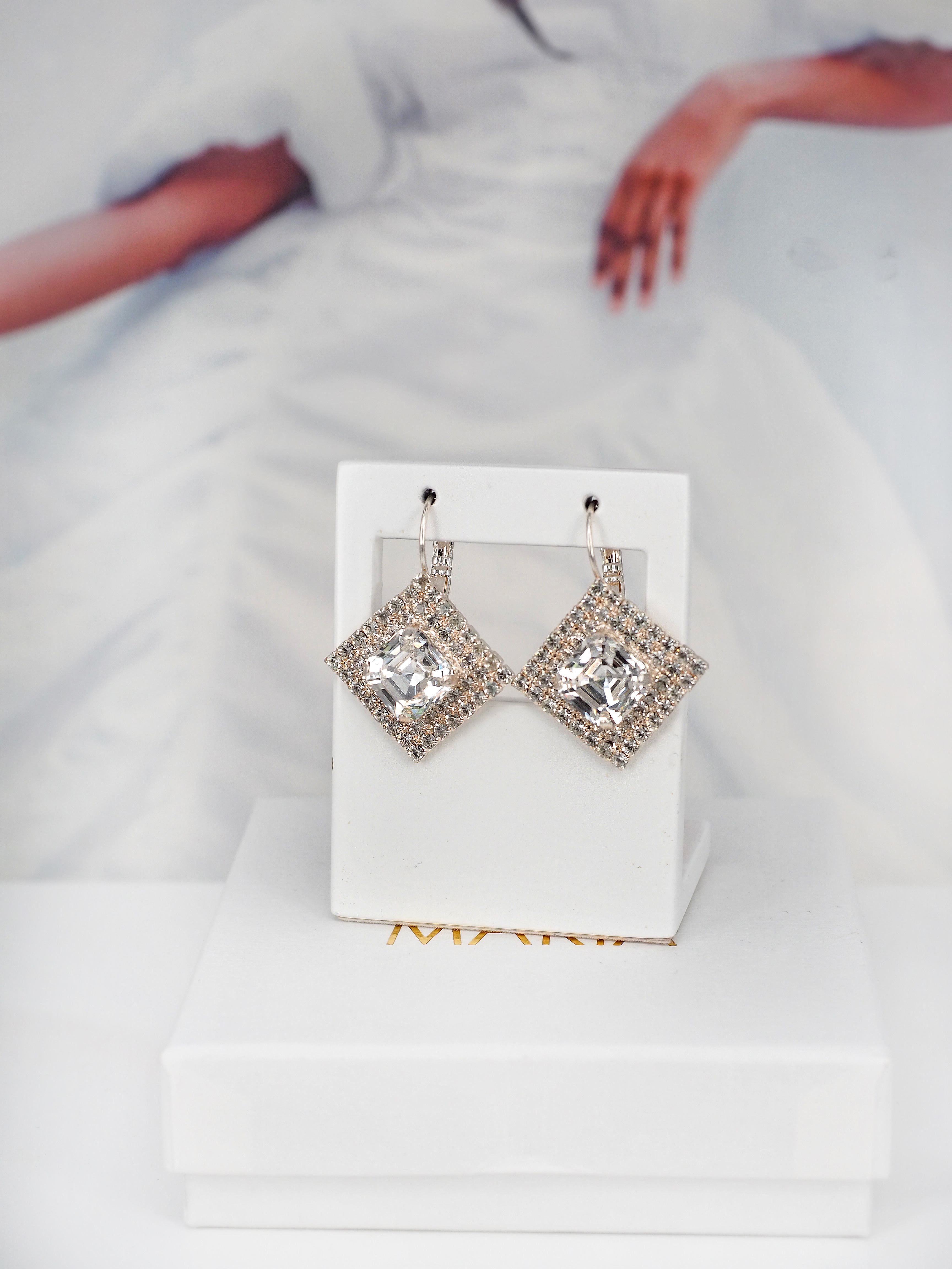Earring Hazel Clear Crystal Silver