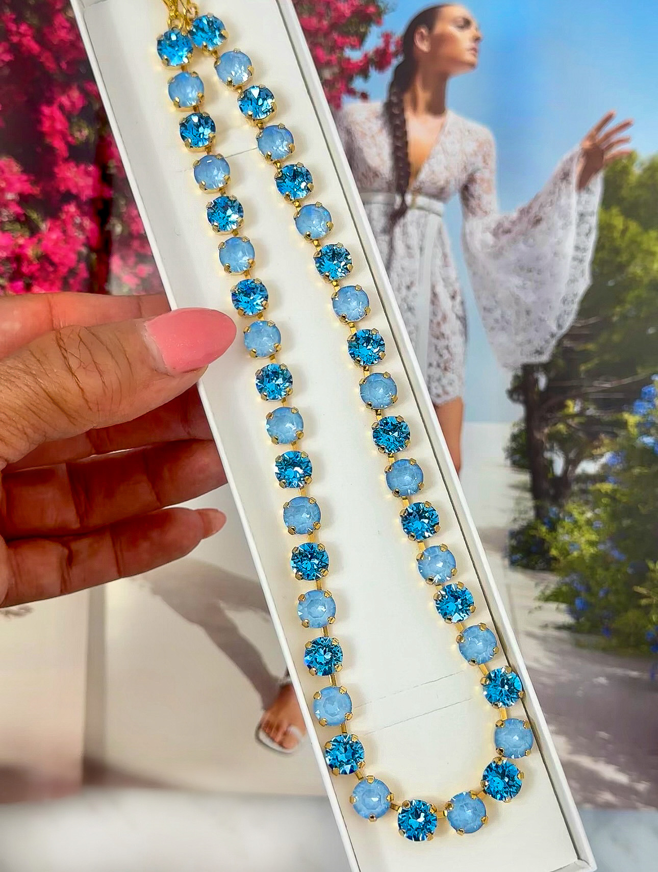 Necklace  Maya Sky/Ice blue Gold