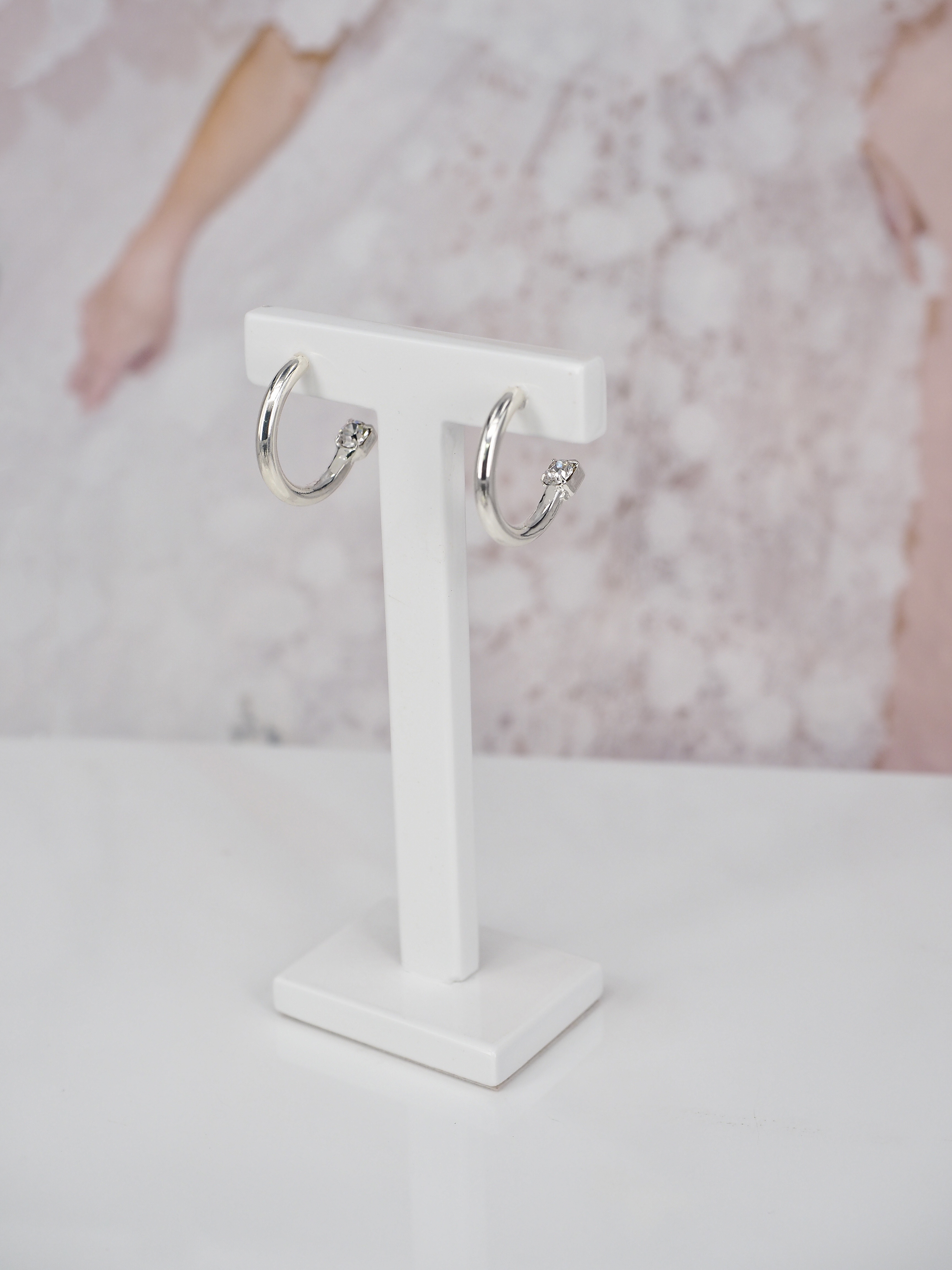 Örhänge Plain Hoop Small Clear Silver