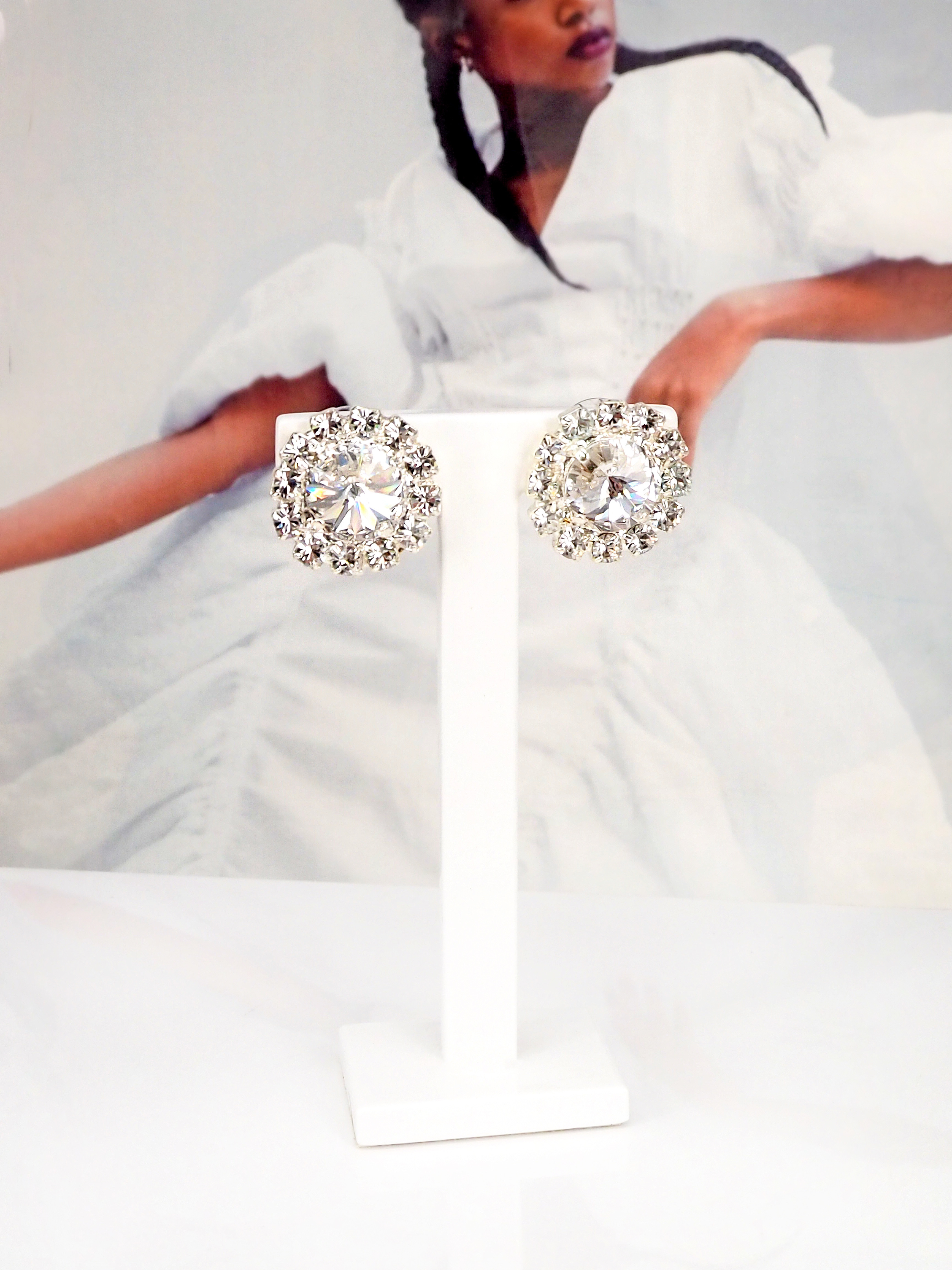 Earrings Meghan Clear Crystal Silver