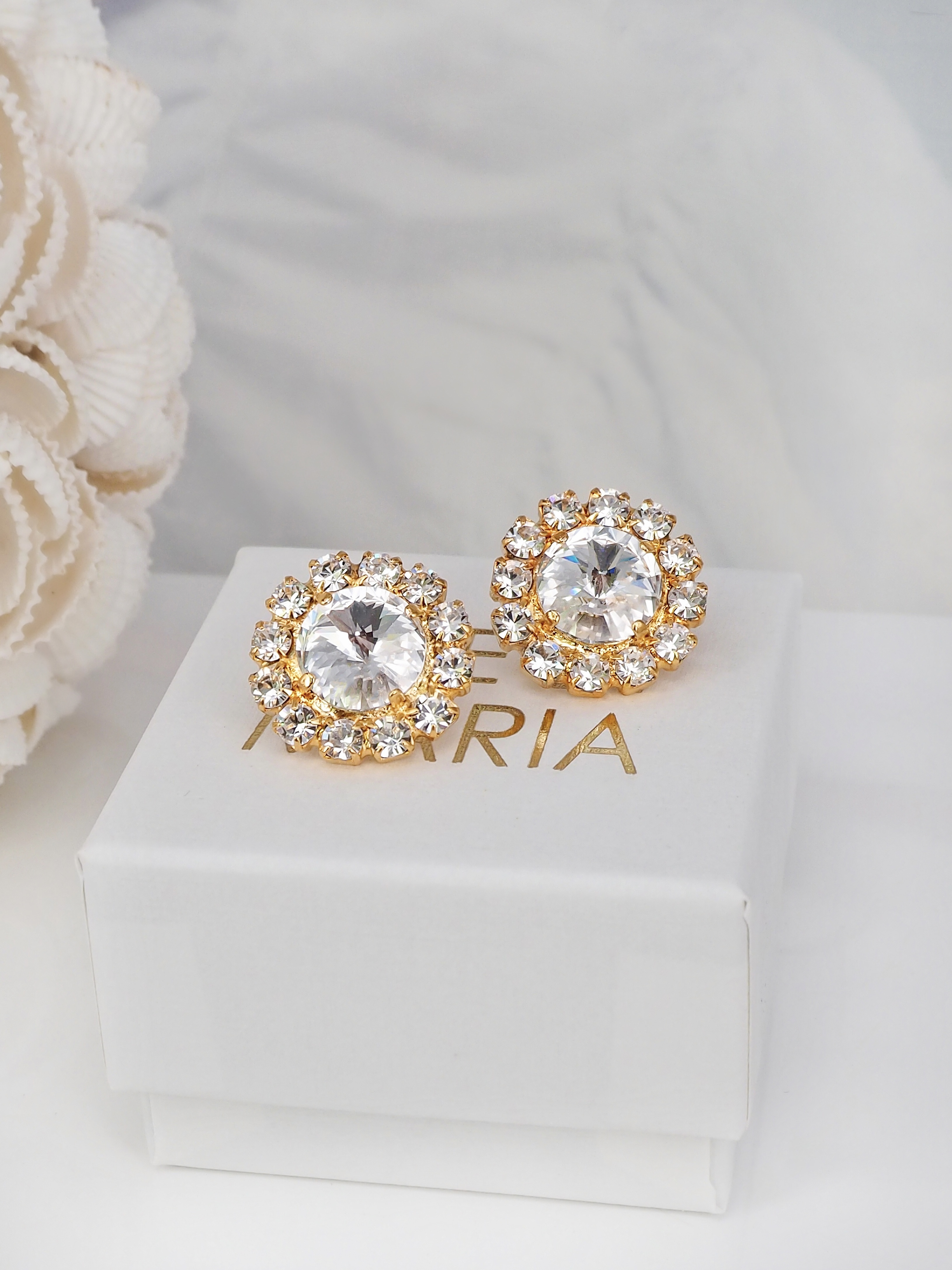 Earrings Meghan Clear Crystal Gold