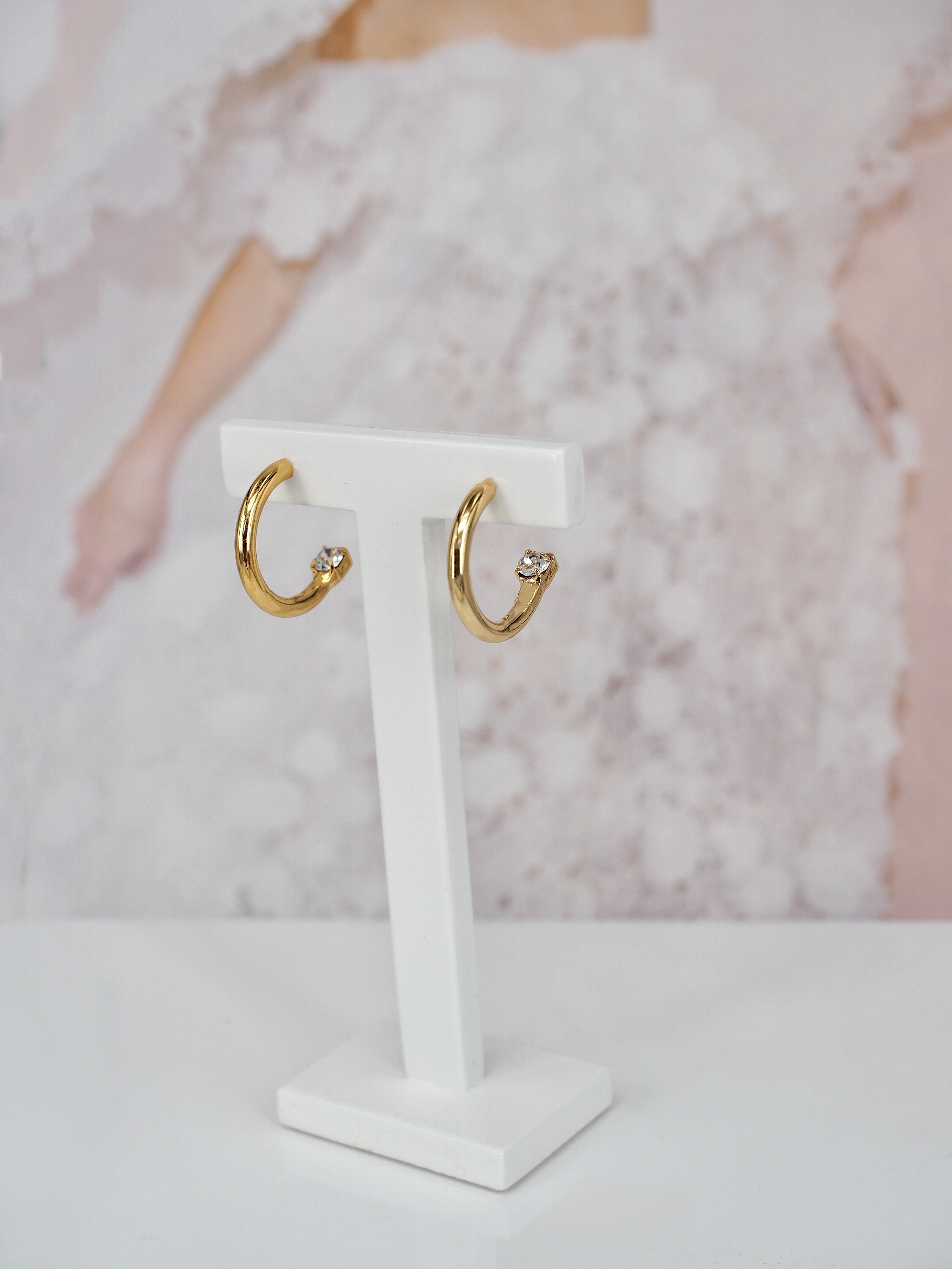 Örhänge Plain Hoop Small Clear Gold