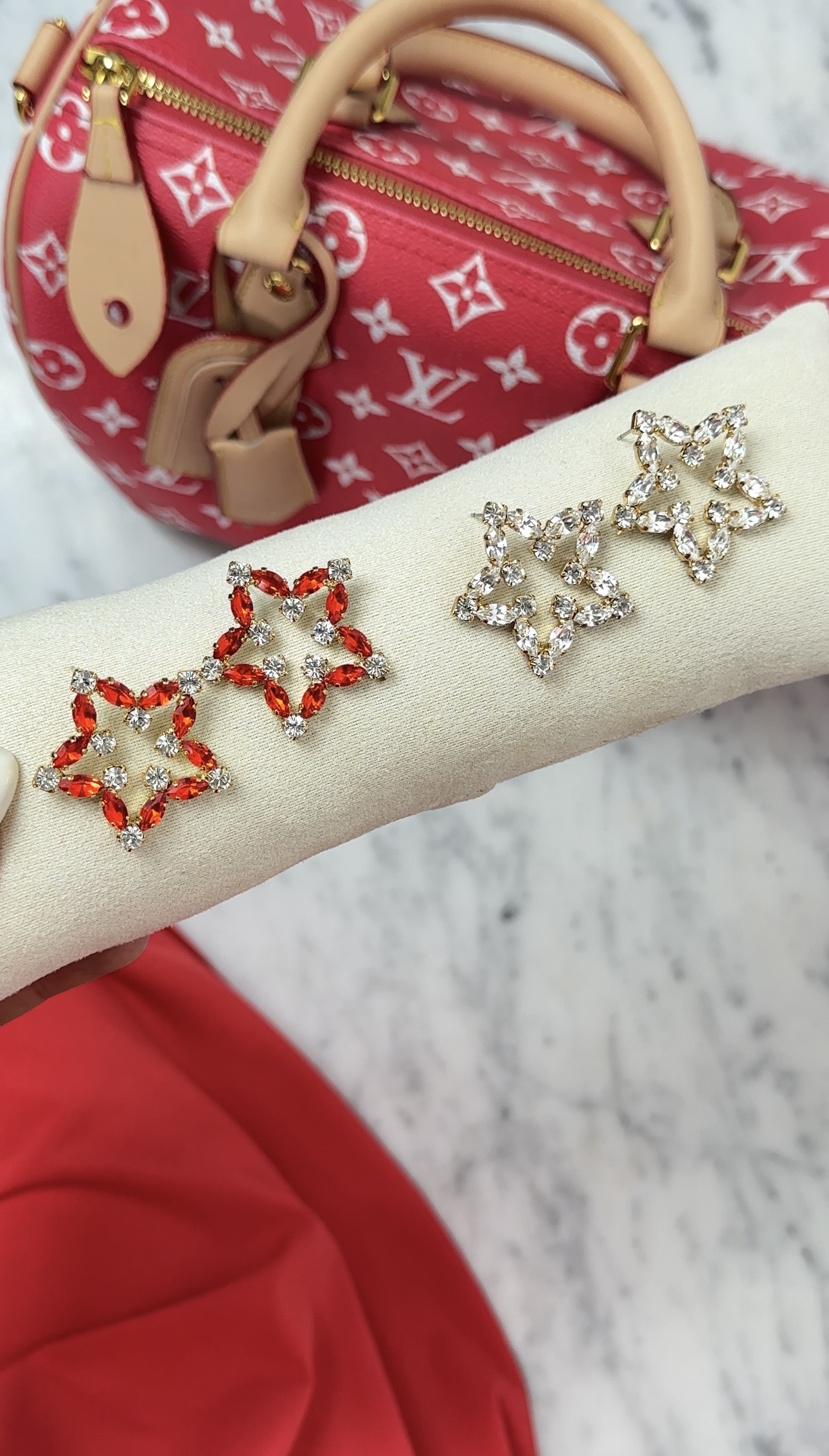 Earrings Star Stud Clear Gold - 4