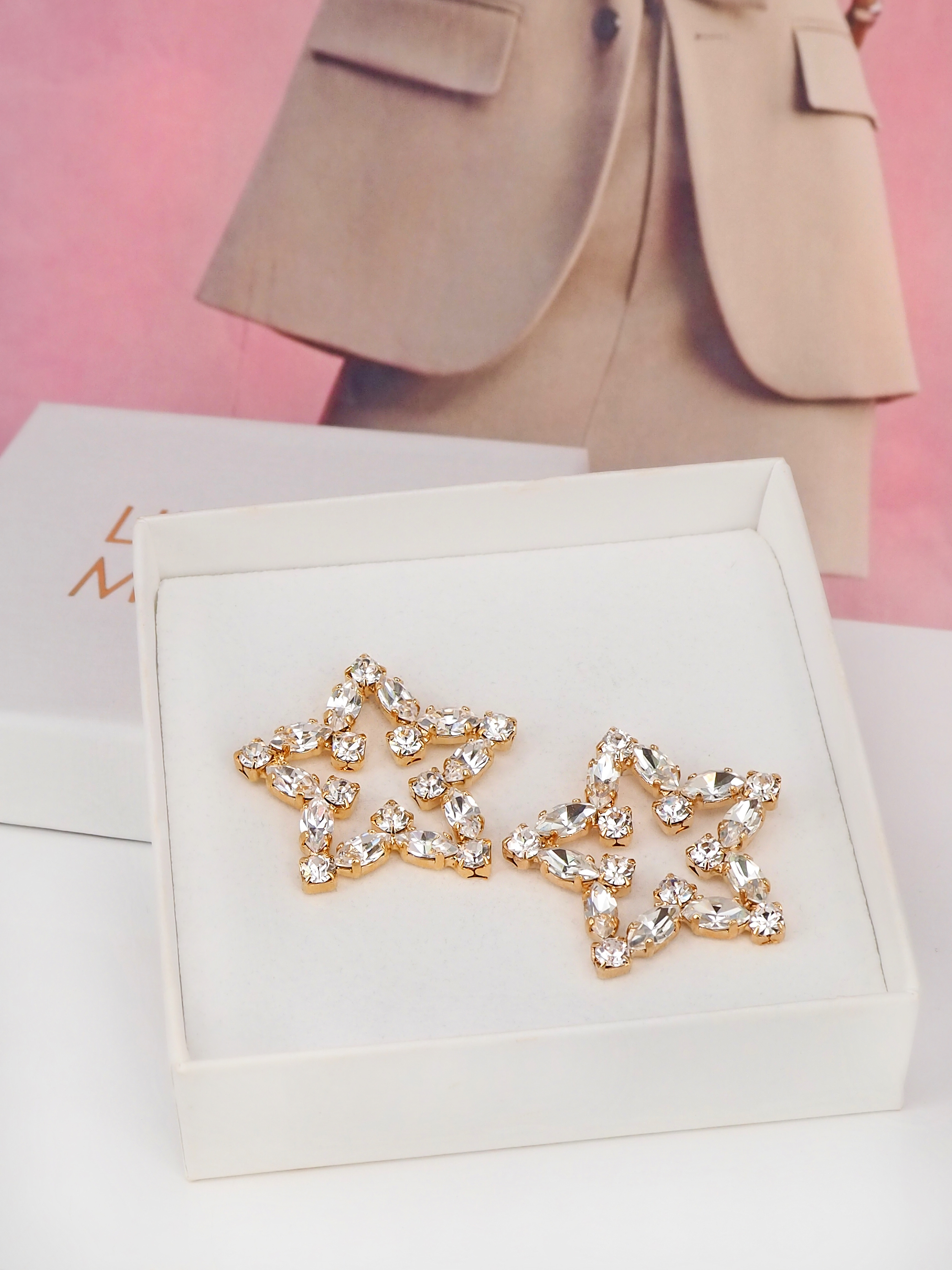 Earrings Star Stud Clear Gold - 3