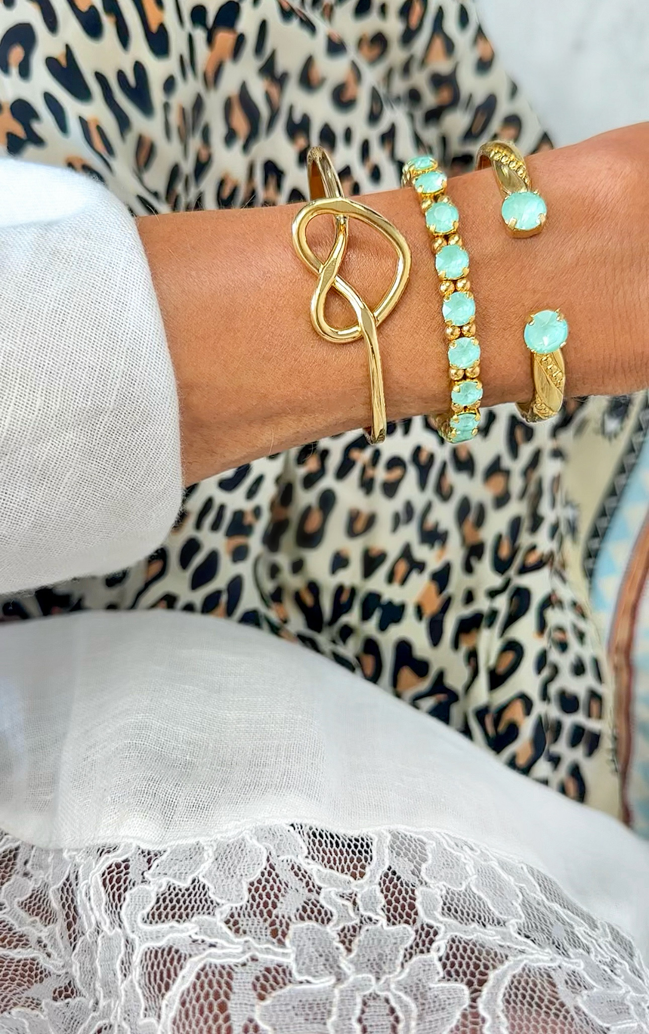 Armband Bangle Heart Pretzel Knot Gold - 2