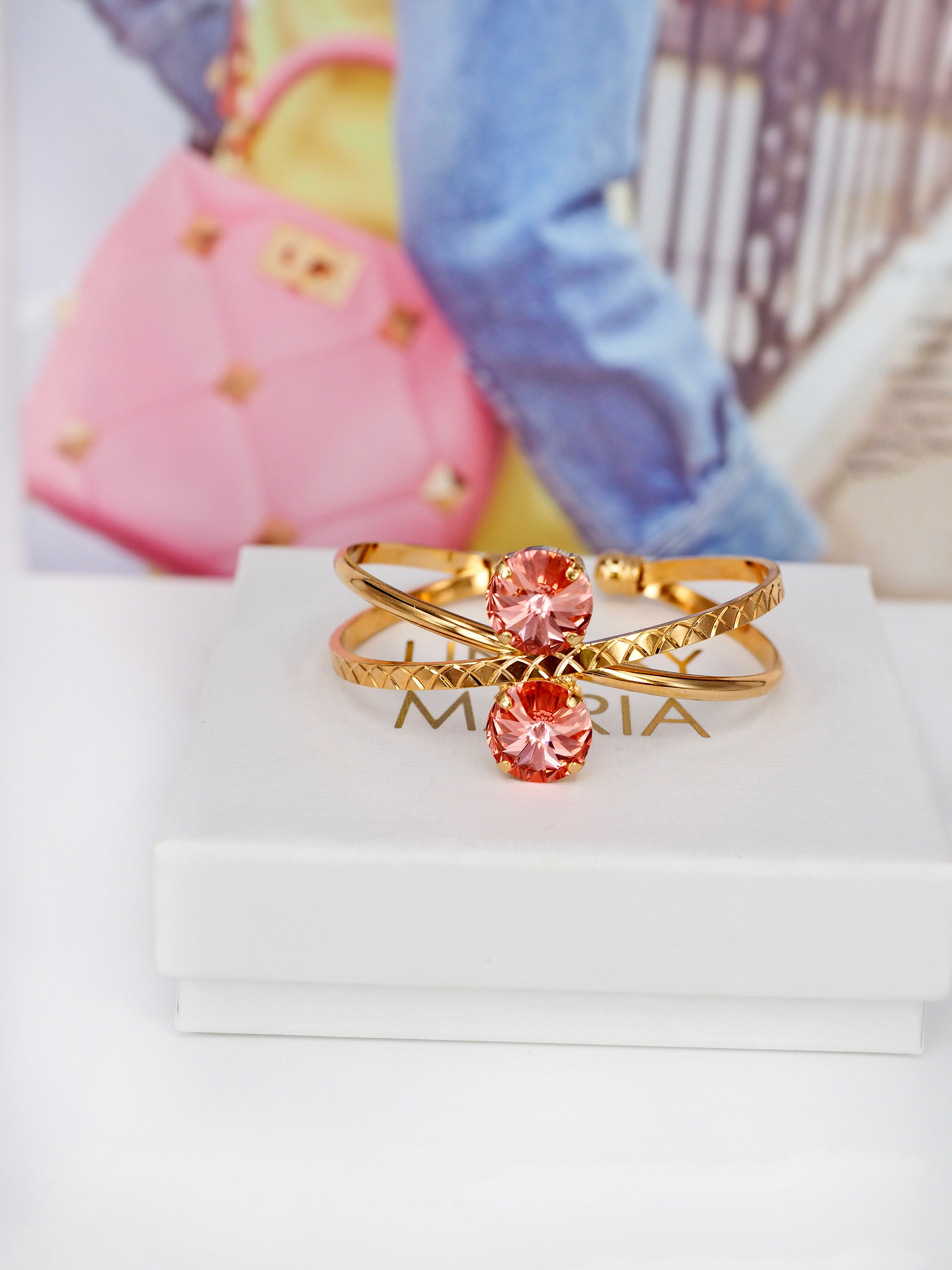 Armband  X-Shaped Cuff Rose Peach Gold