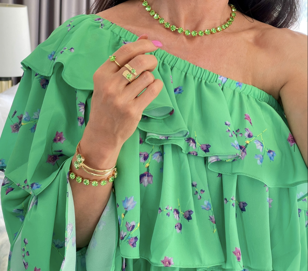 Armband X-Shaped Cuff Peridot Gold - 2