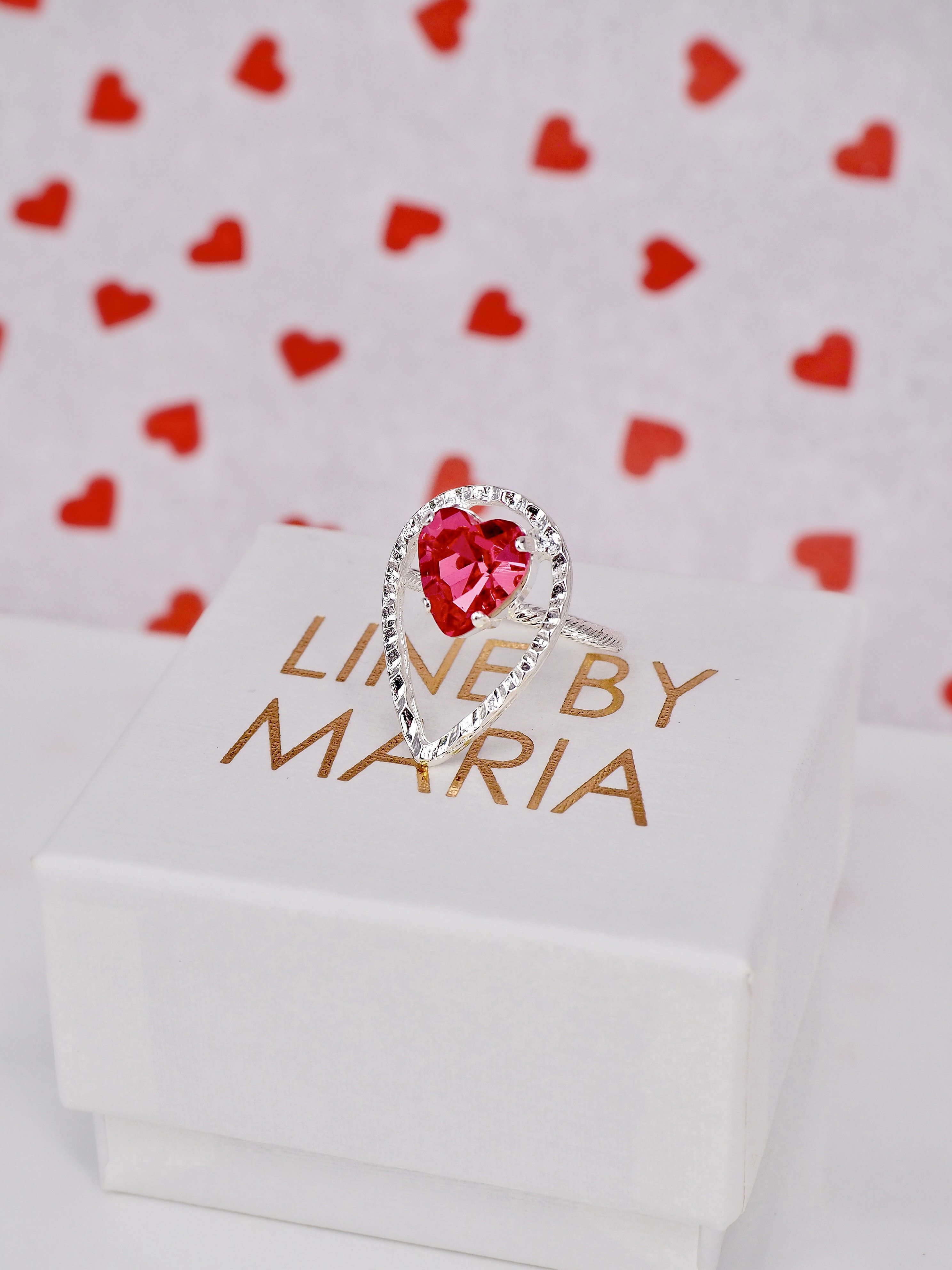 Ring Heart Rose Silver