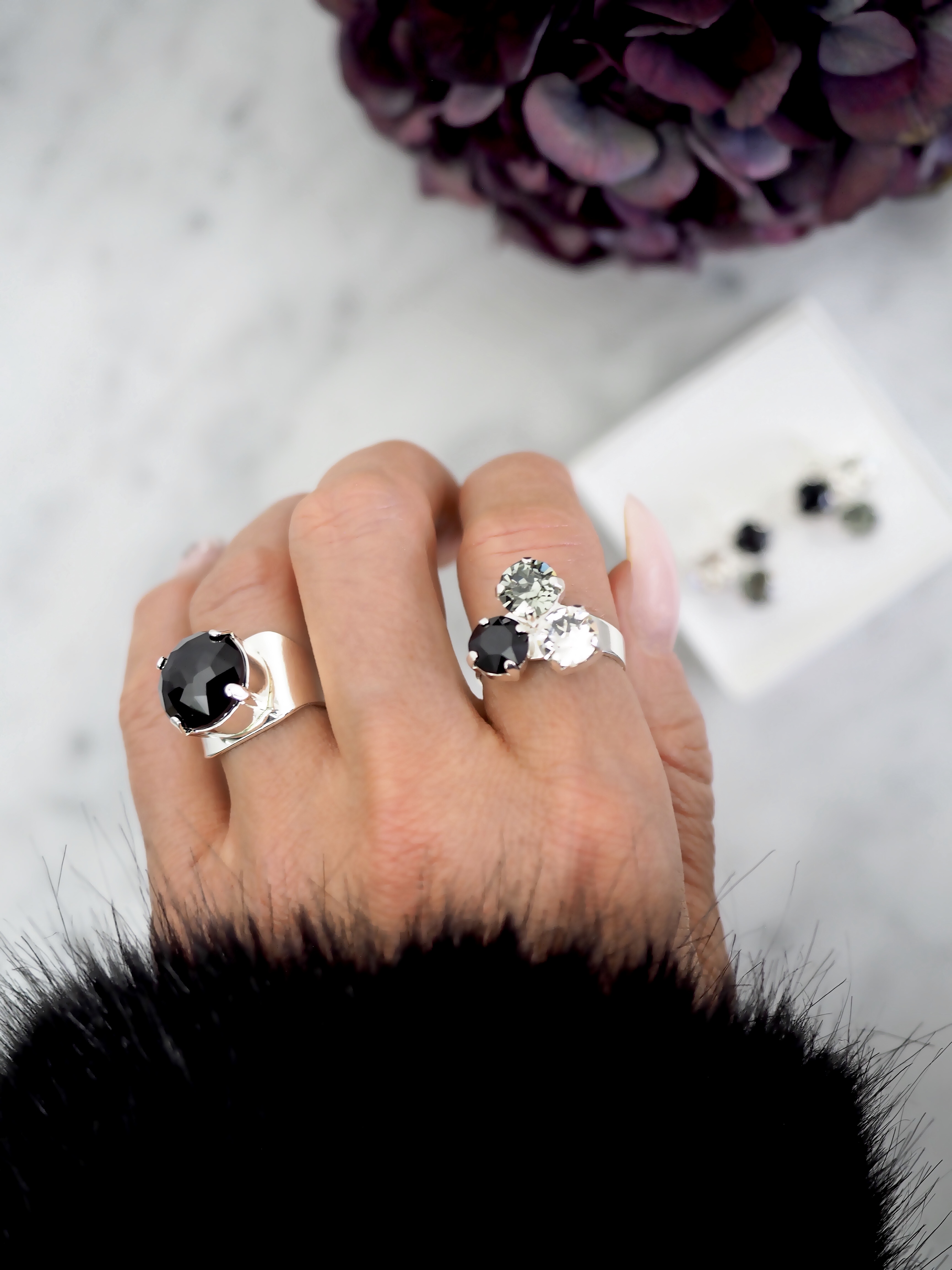 Ring Maya Triangle Black Combo Silver - 2