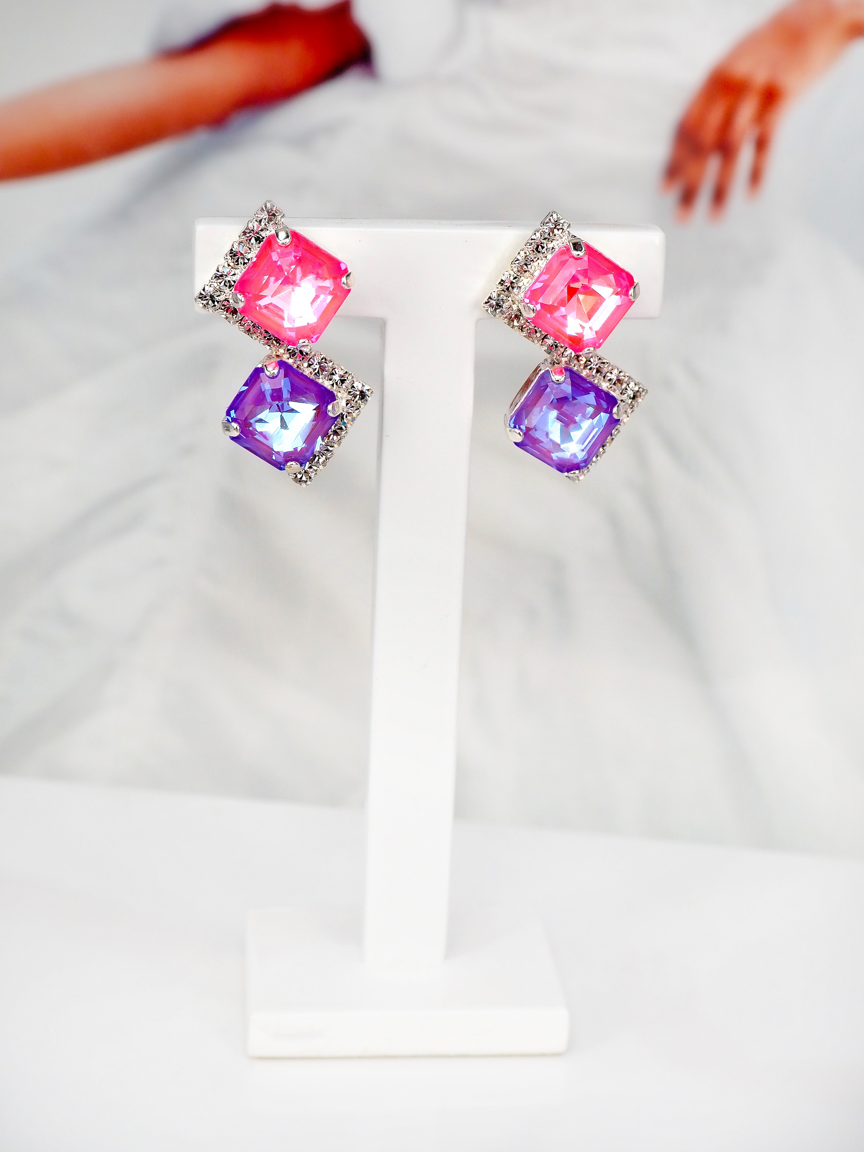 Örhänge Celine Powder Rose/Violet Delite Silver