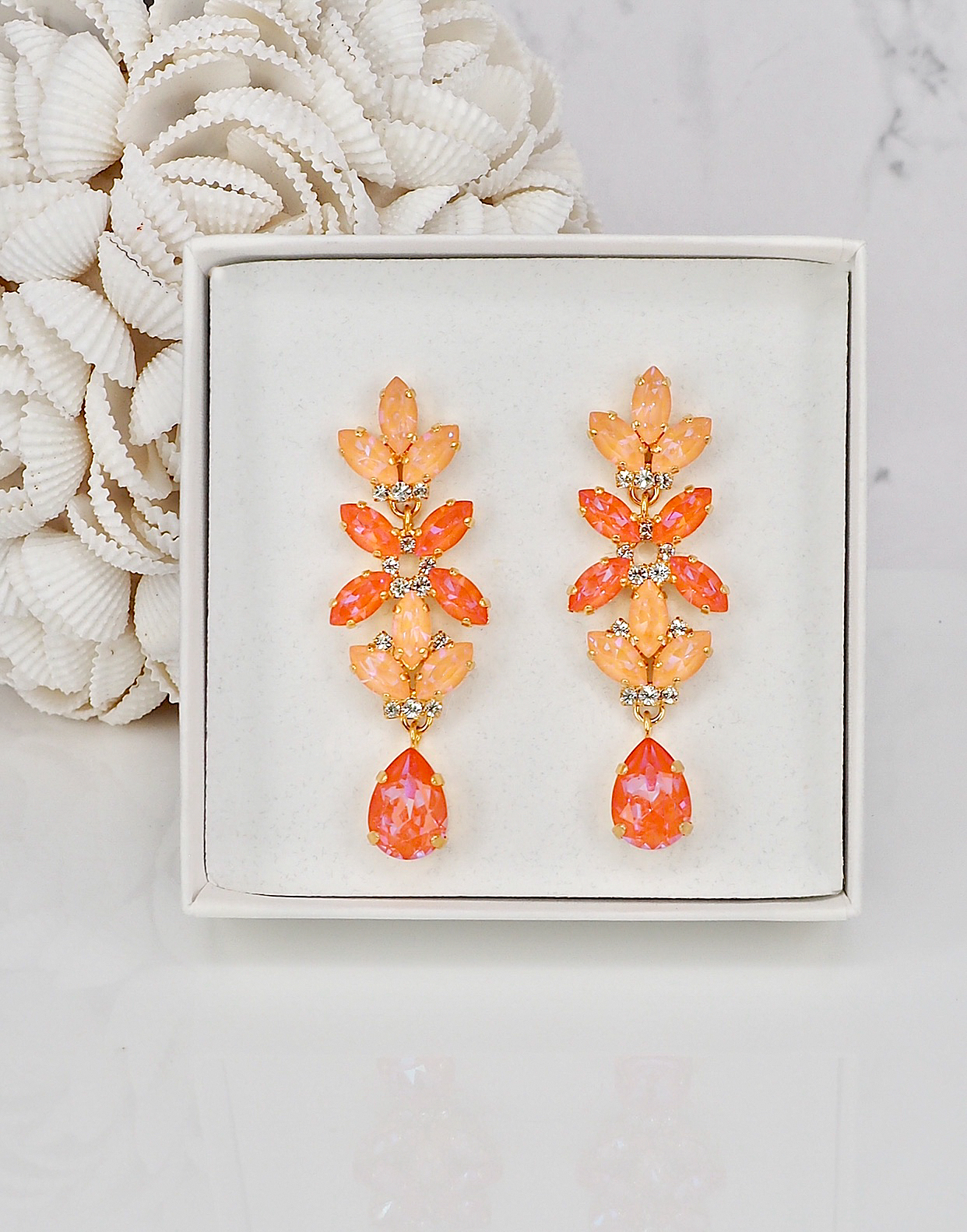 Earrings Daphne Peach/Orange Glow DeLite Gold - 4
