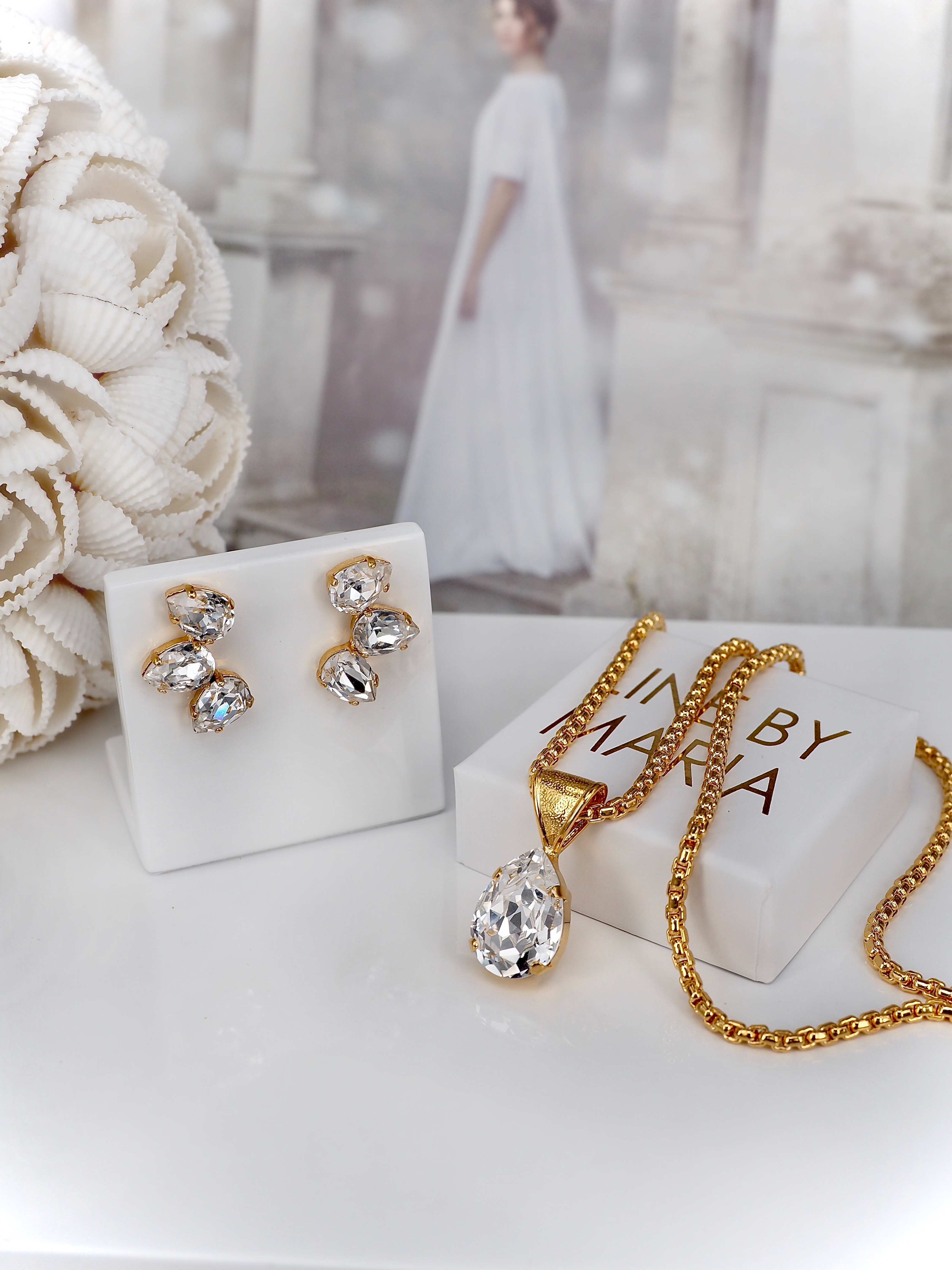 Earrings Kris Drop Clear Gold - 6