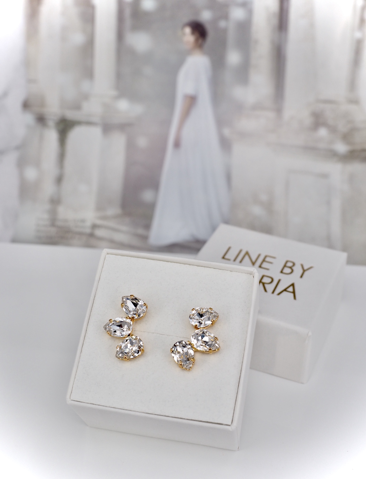 Earrings Kris Drop Clear Gold - 2