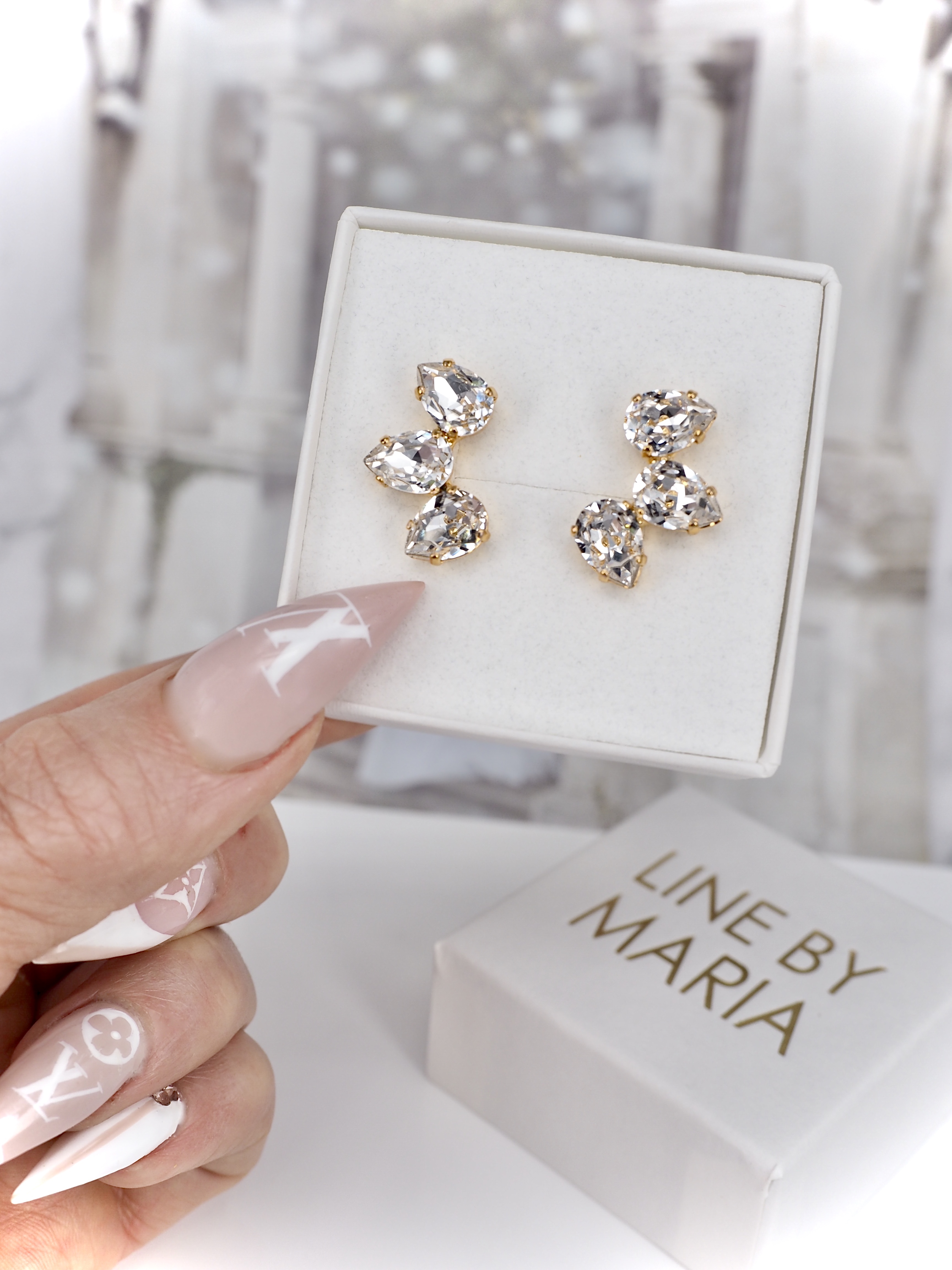 Earrings Kris Drop Clear Gold - 5