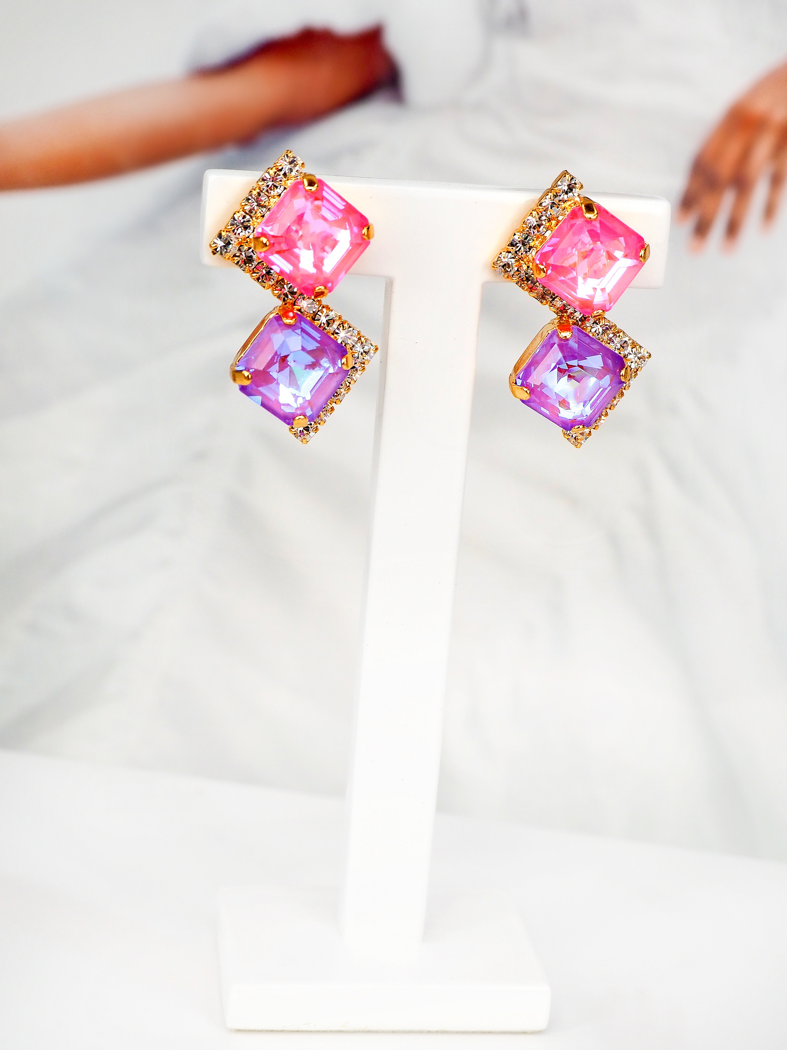 Earrings Celine Powder Rose/Violet Delite Gold
