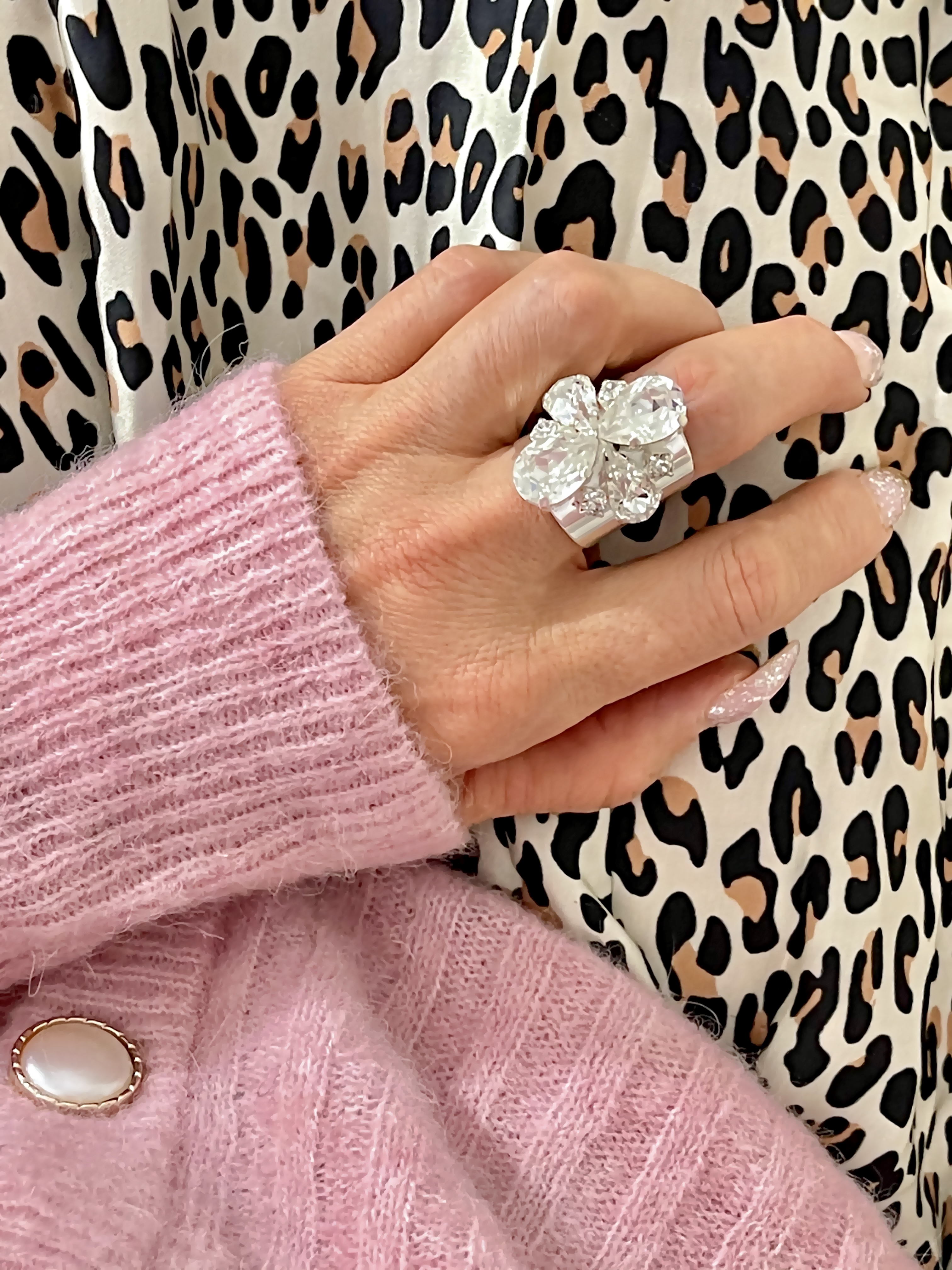 Ring Cocktail Janet Clear Silver - 2