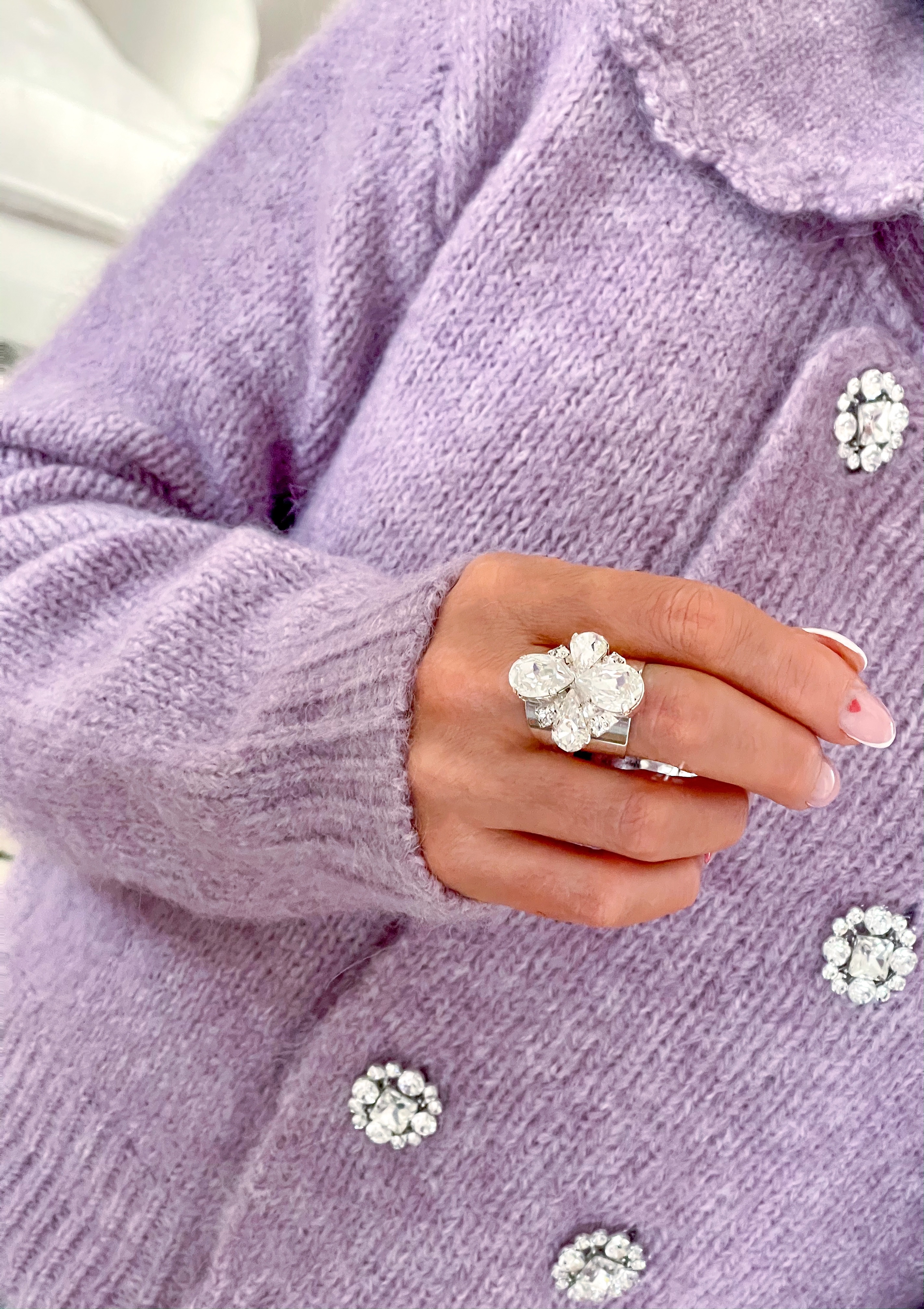 Ring Cocktail Janet Clear Silver