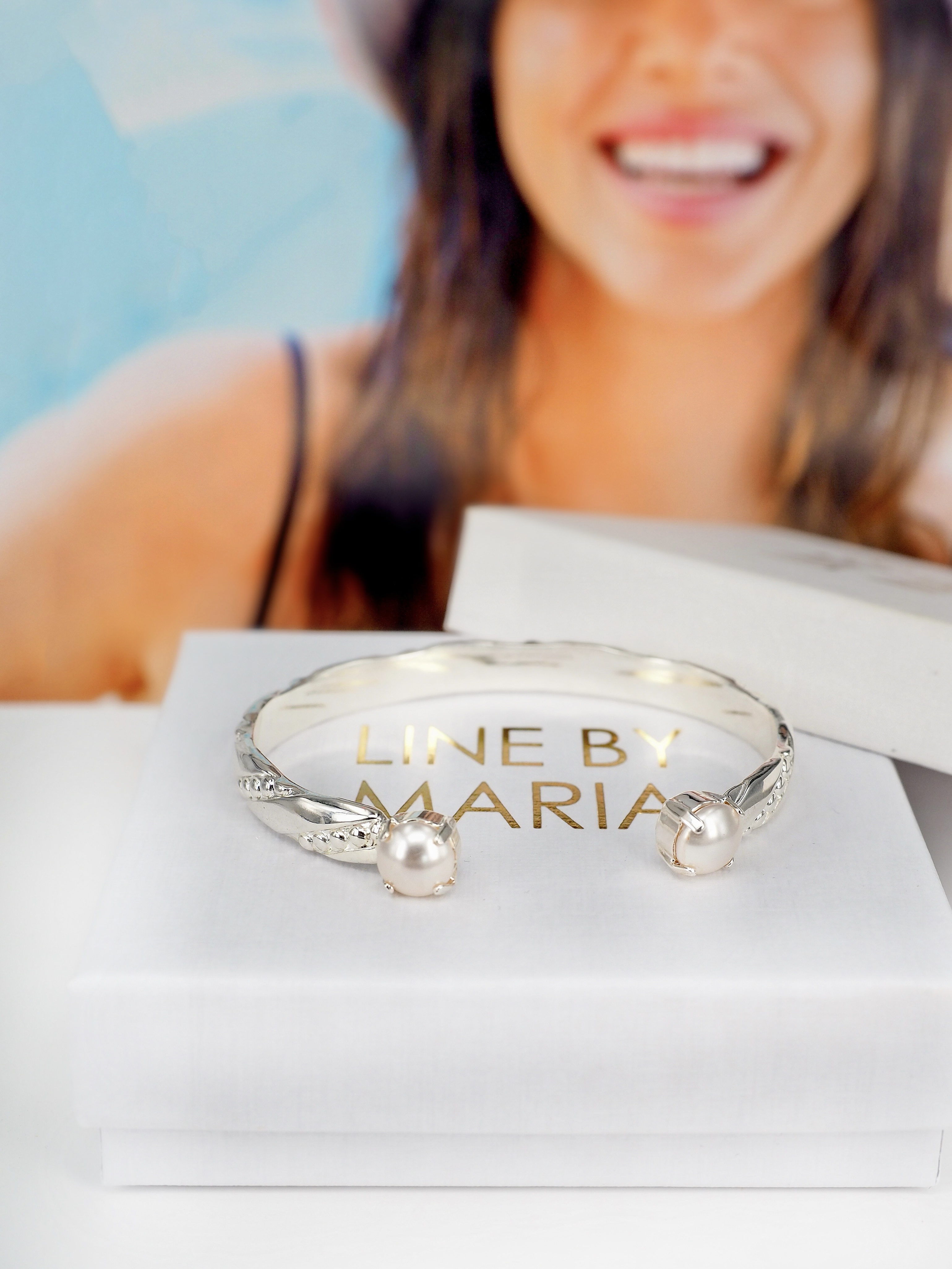 Bracelet  Amy White Pearl  Silver