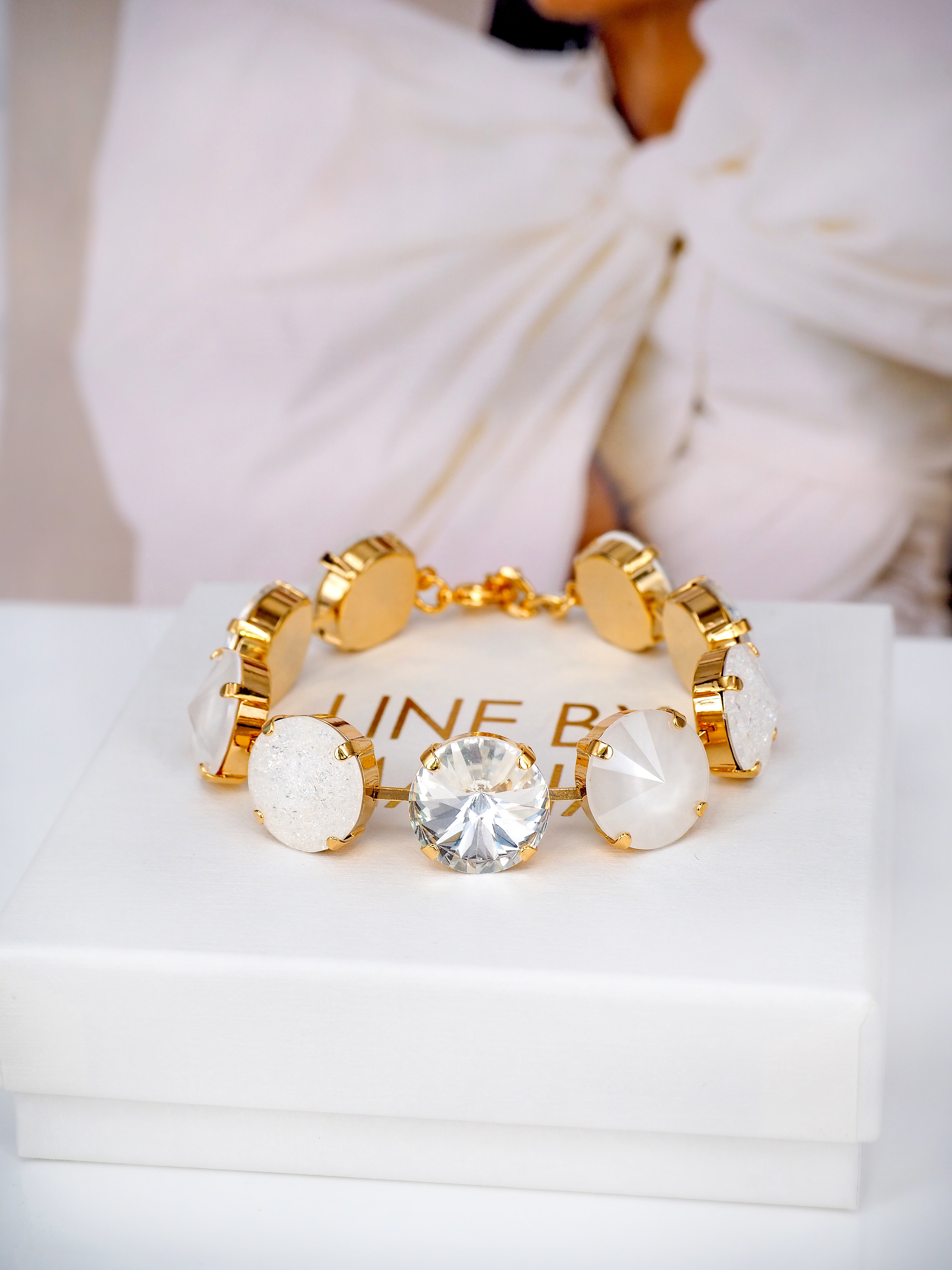 Armband Angelina White combo Gold