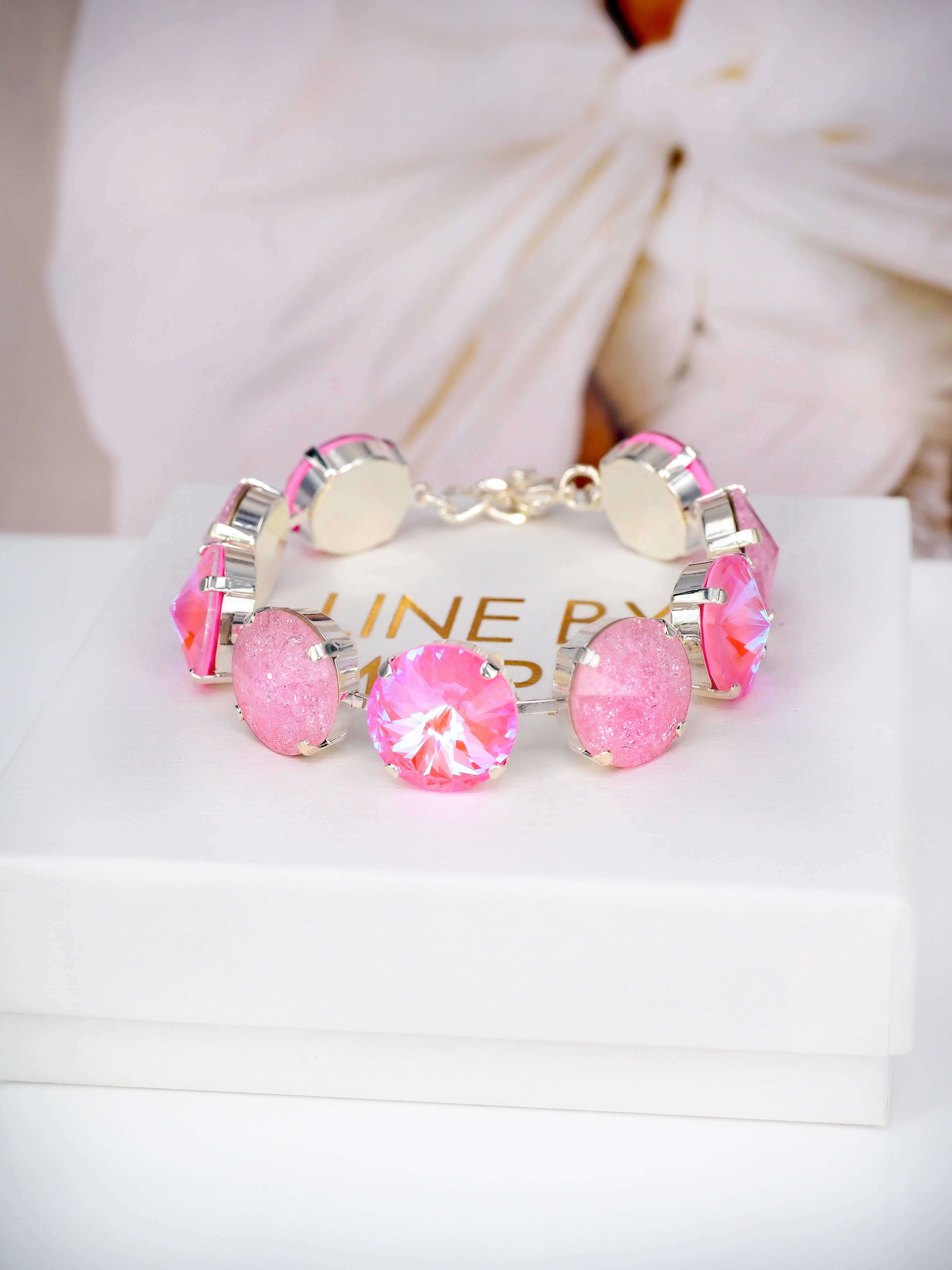 Armband Angelina Pink combo Silver